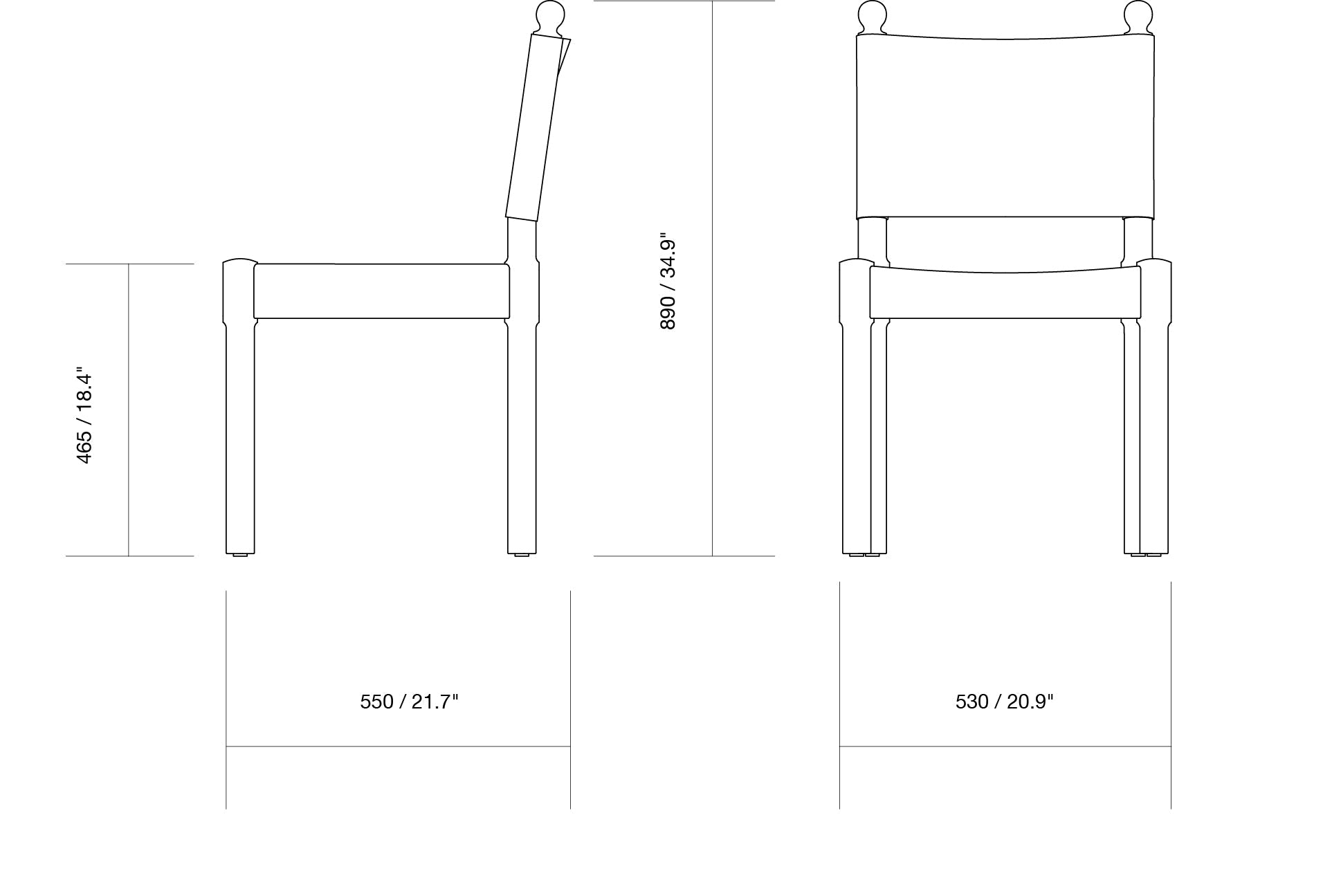 Colton chair dimensions by PINCH