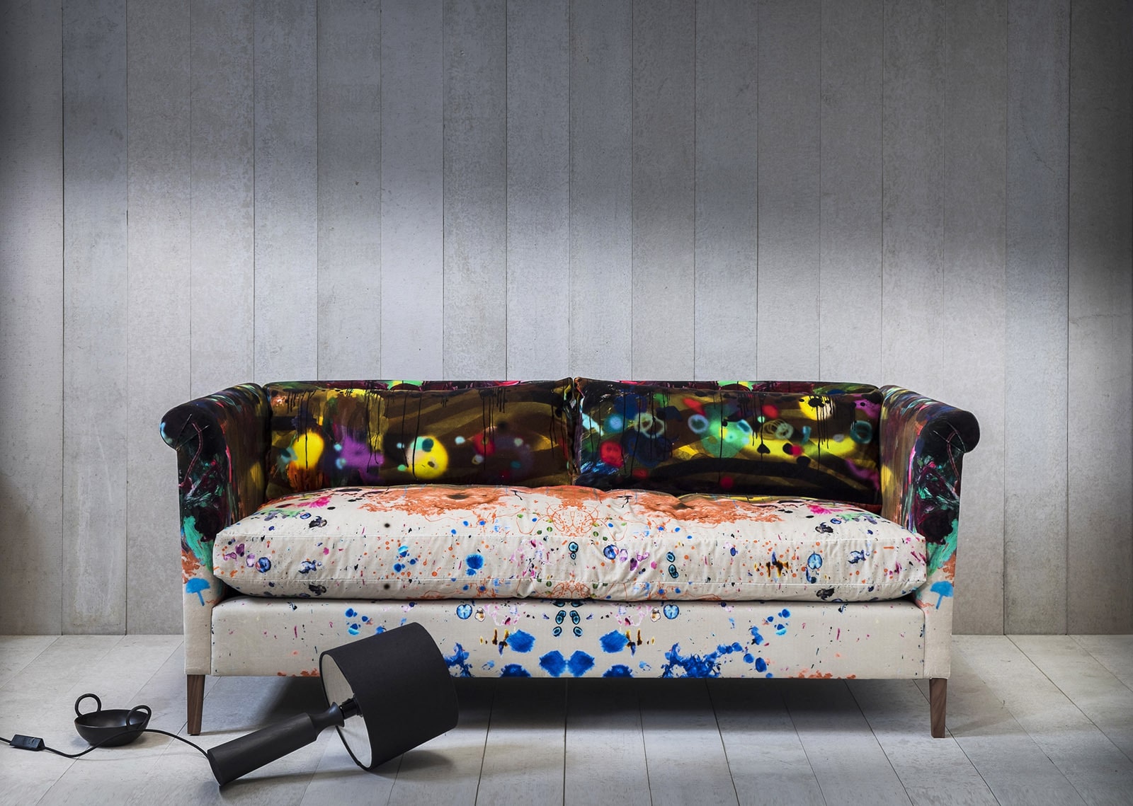 PINCH × Timorous Beasties: The Noelle Sofa in Graffiti Stripe Velvet
