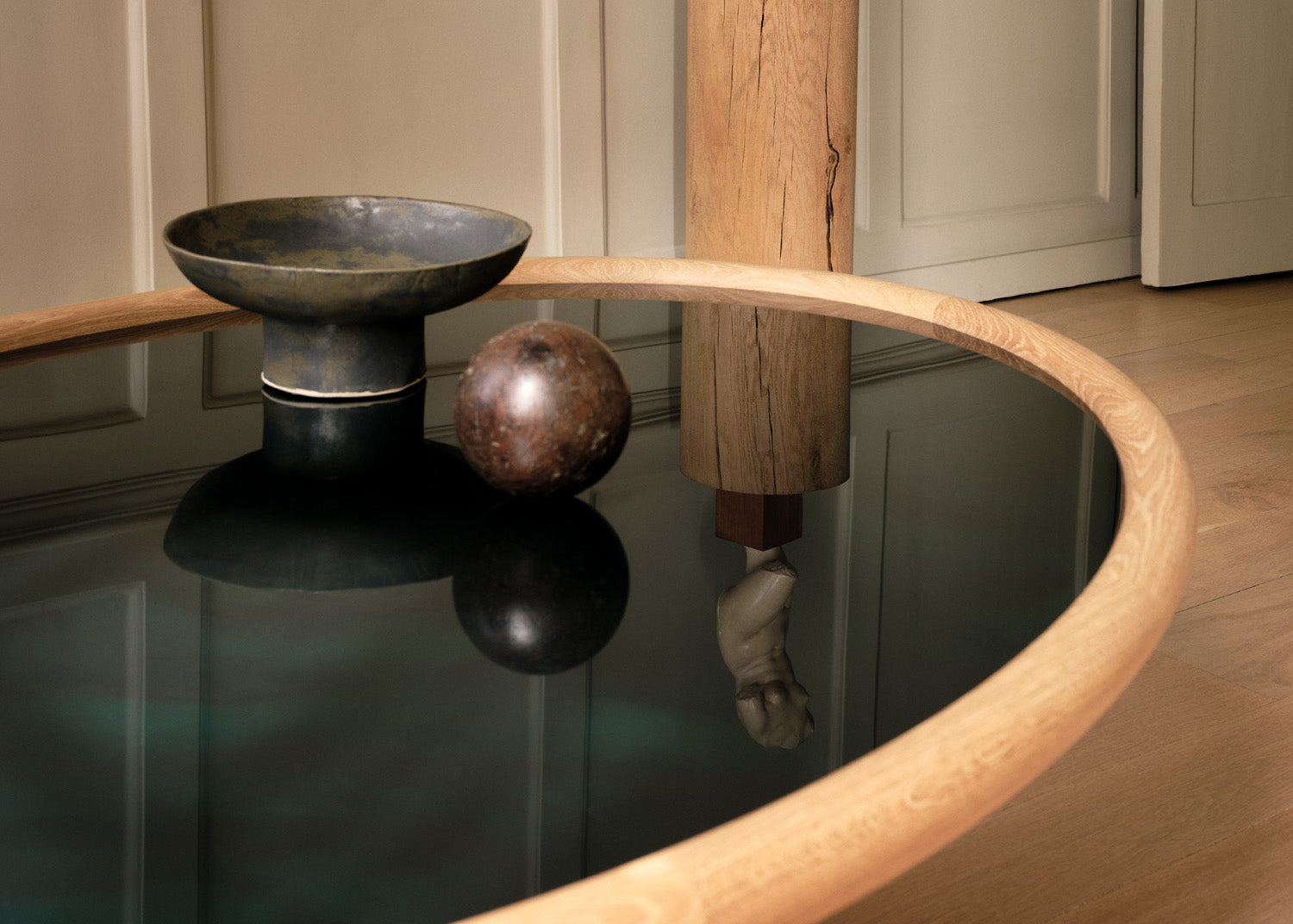 Landry coffee table elliptical moss