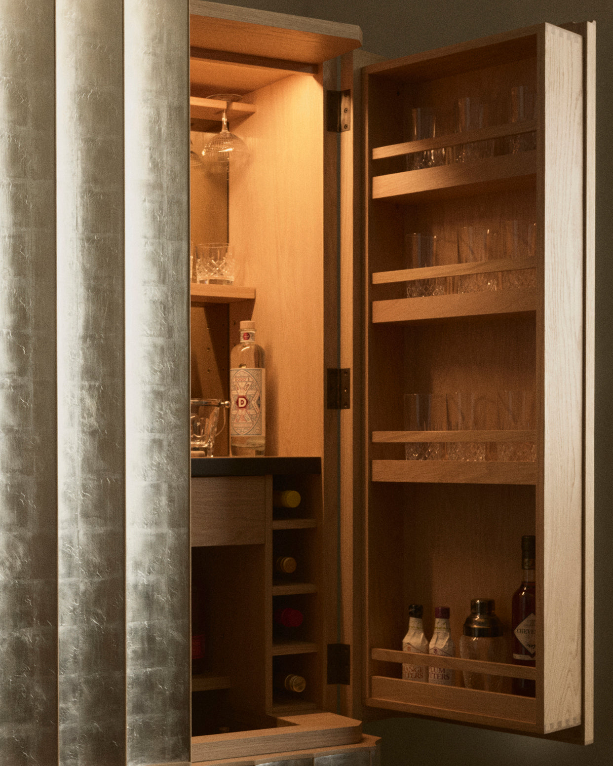 Glover drinks cabinet white gold
