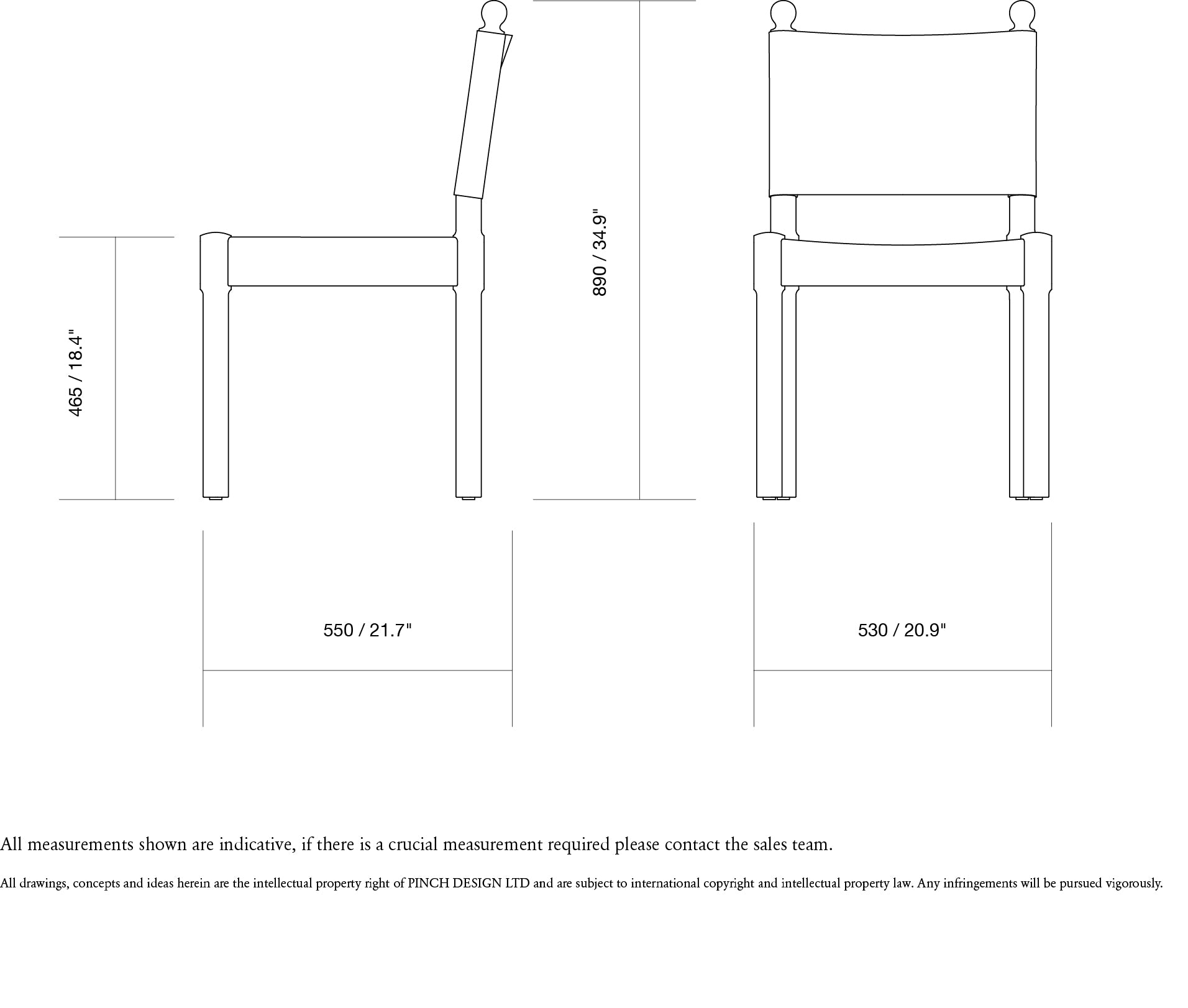 Colton chair dimensions by PINCH