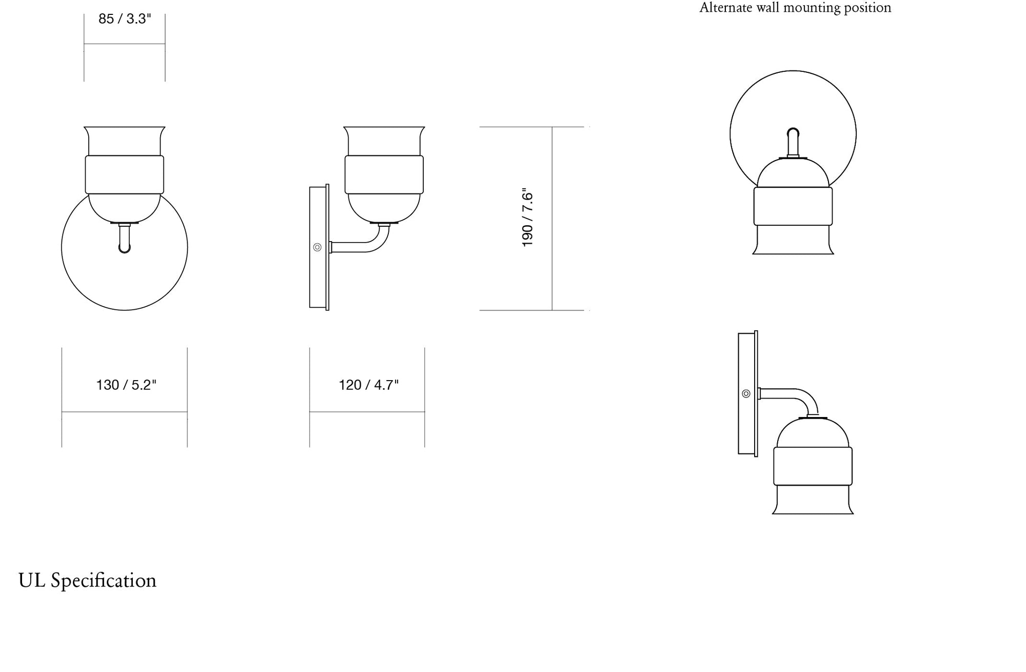 Lilio wall light dimensions by PINCH