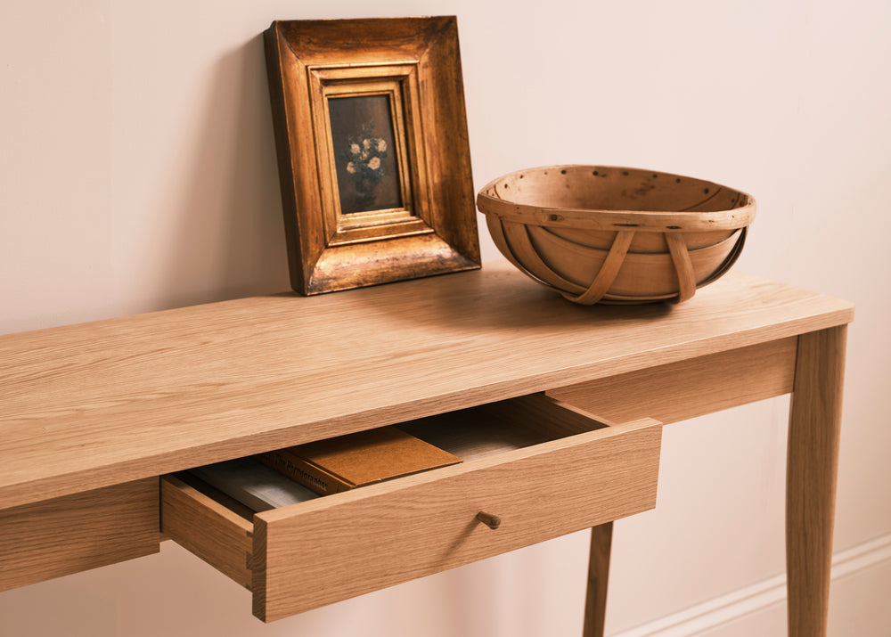 Lyle console table drawer detailing