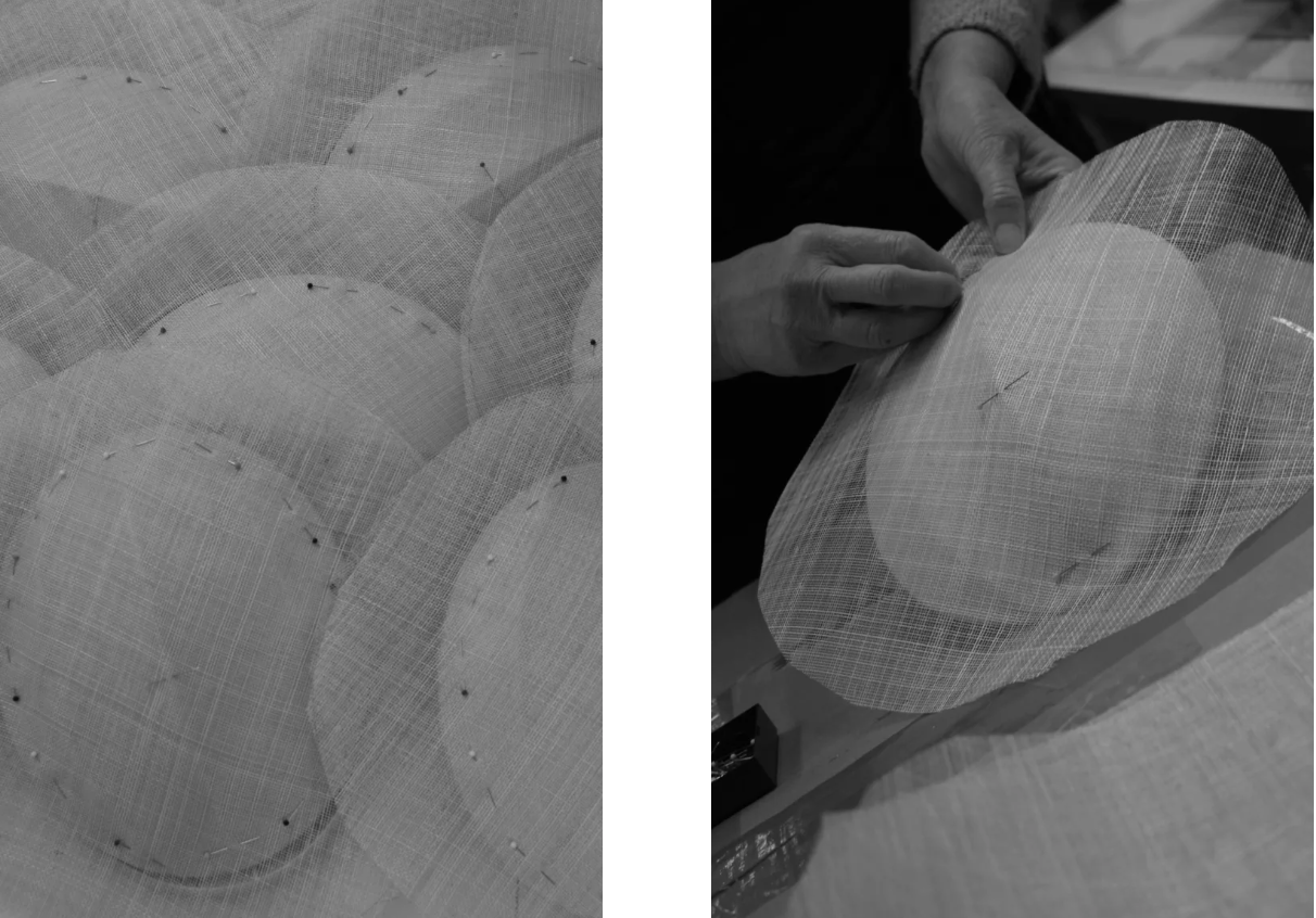 Sewing of the plant fiber of the pium light