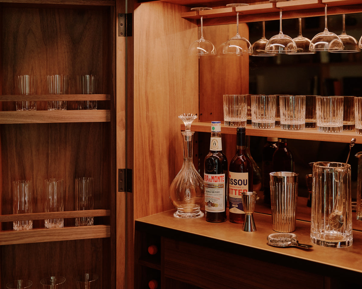Glover drinks cabinet inside door