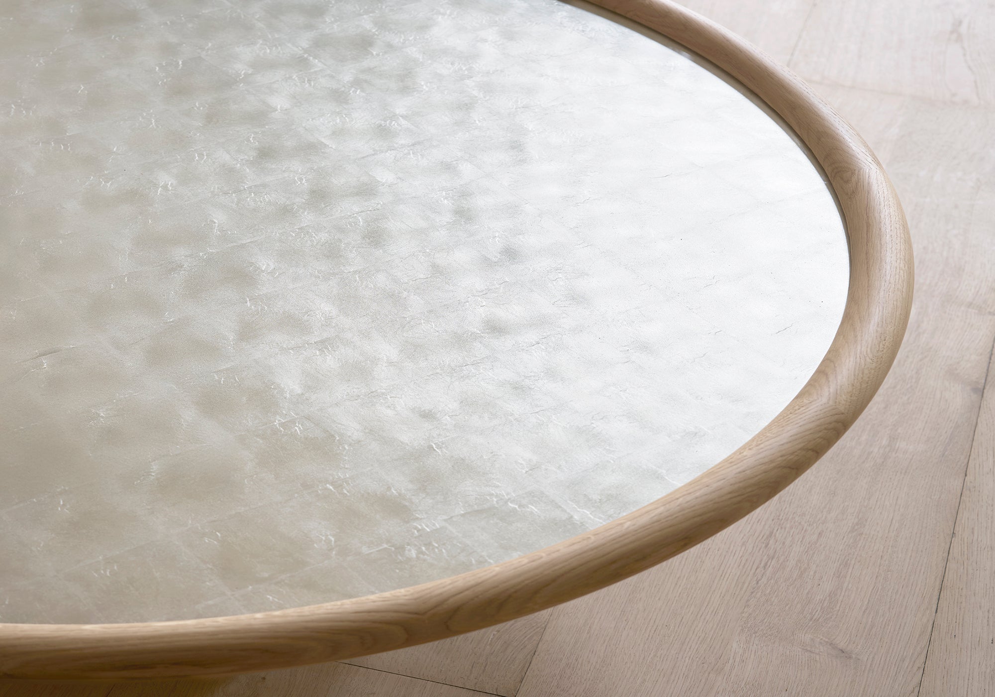 Landry coffee table elliptical white gold