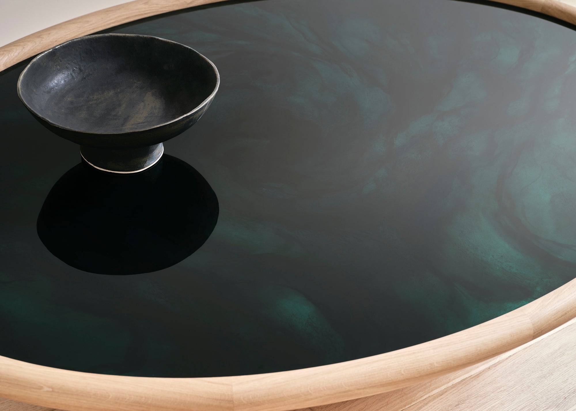 Landry coffee table elliptical moss