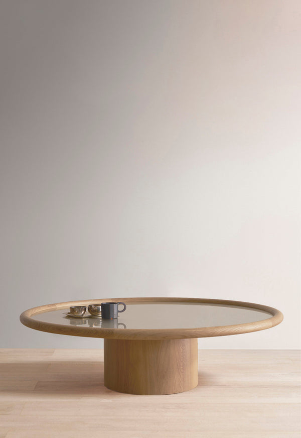 Landry coffee table elliptical white gold