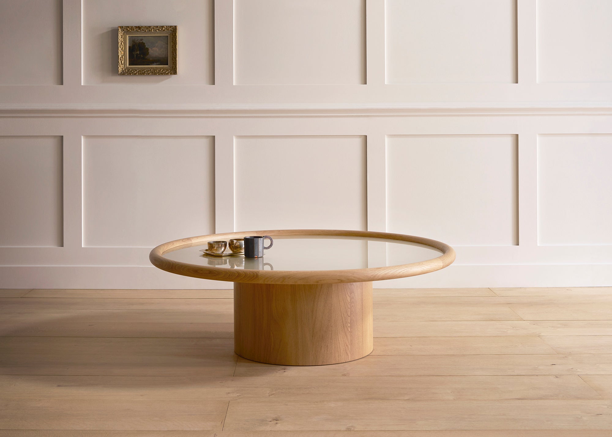 Landry coffee table circular  white gold